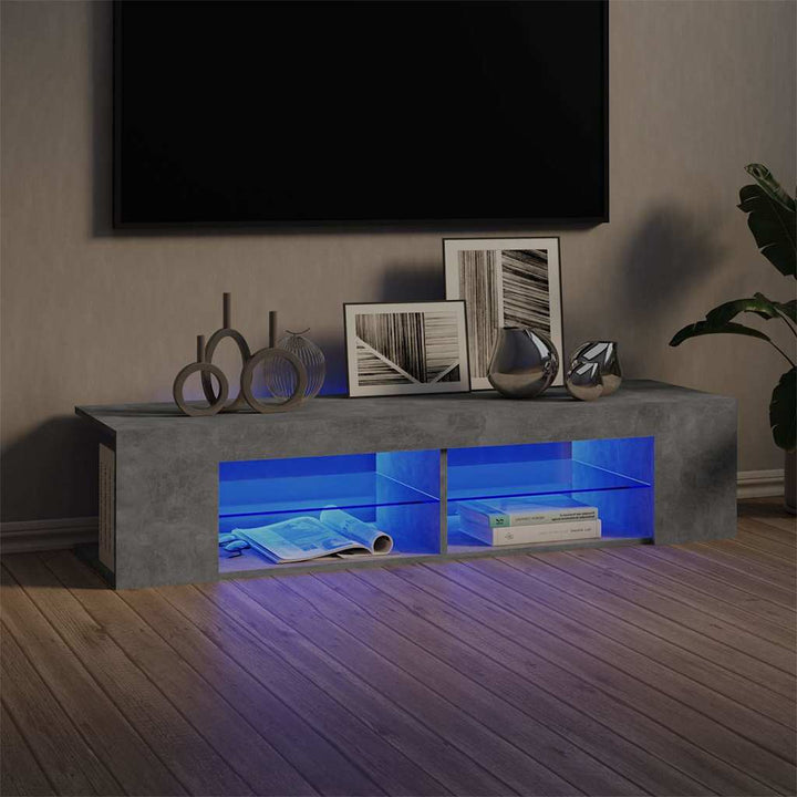tv-skab med LED-lys 135x39x30 cm betongrå