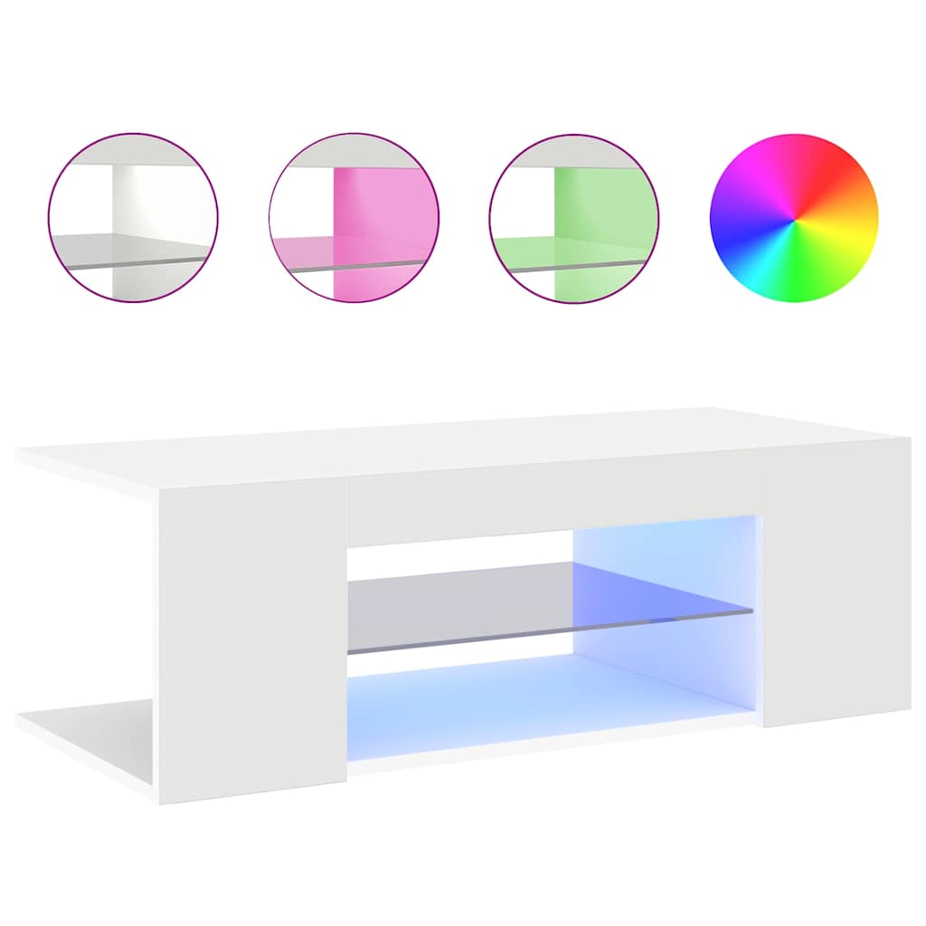 tv-skab med LED-lys 90x39x30 cm hvid