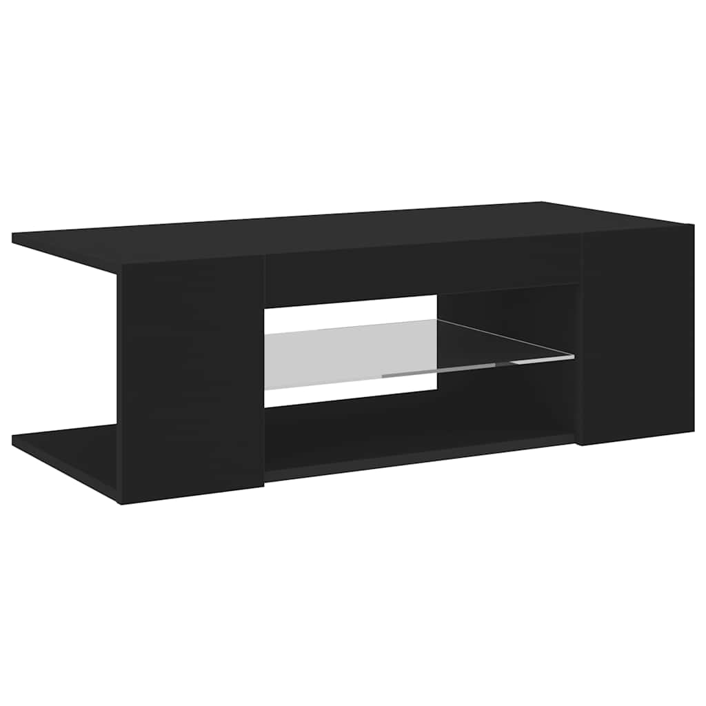 tv-bord med LED-lys 90x39x30 cm sort