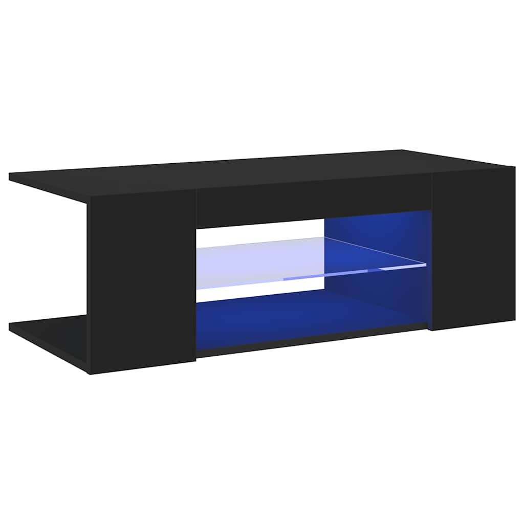 tv-bord med LED-lys 90x39x30 cm sort