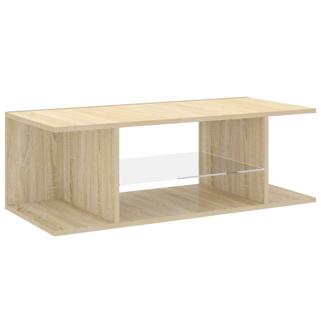tv-bord med LED-lys 90x39x30 cm sonoma-eg