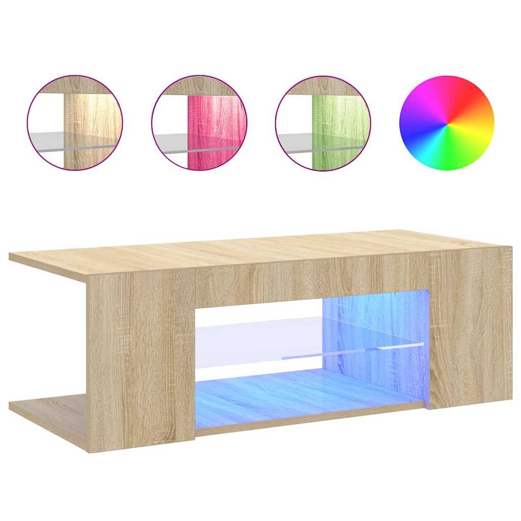 tv-bord med LED-lys 90x39x30 cm sonoma-eg