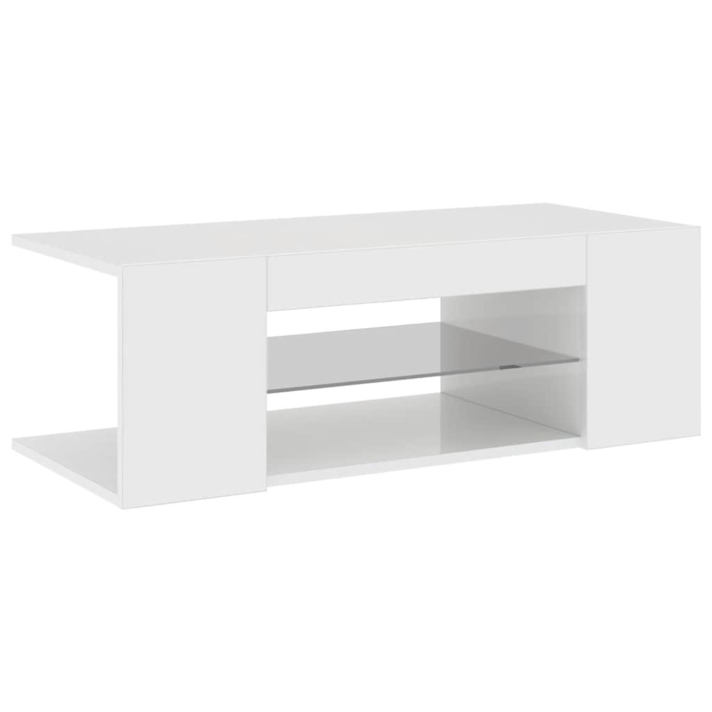 tv-skab med LED-lys 90x39x30 cm hvid højglans