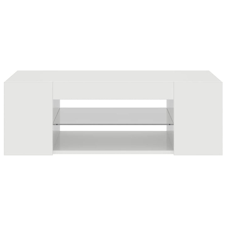 tv-skab med LED-lys 90x39x30 cm hvid højglans