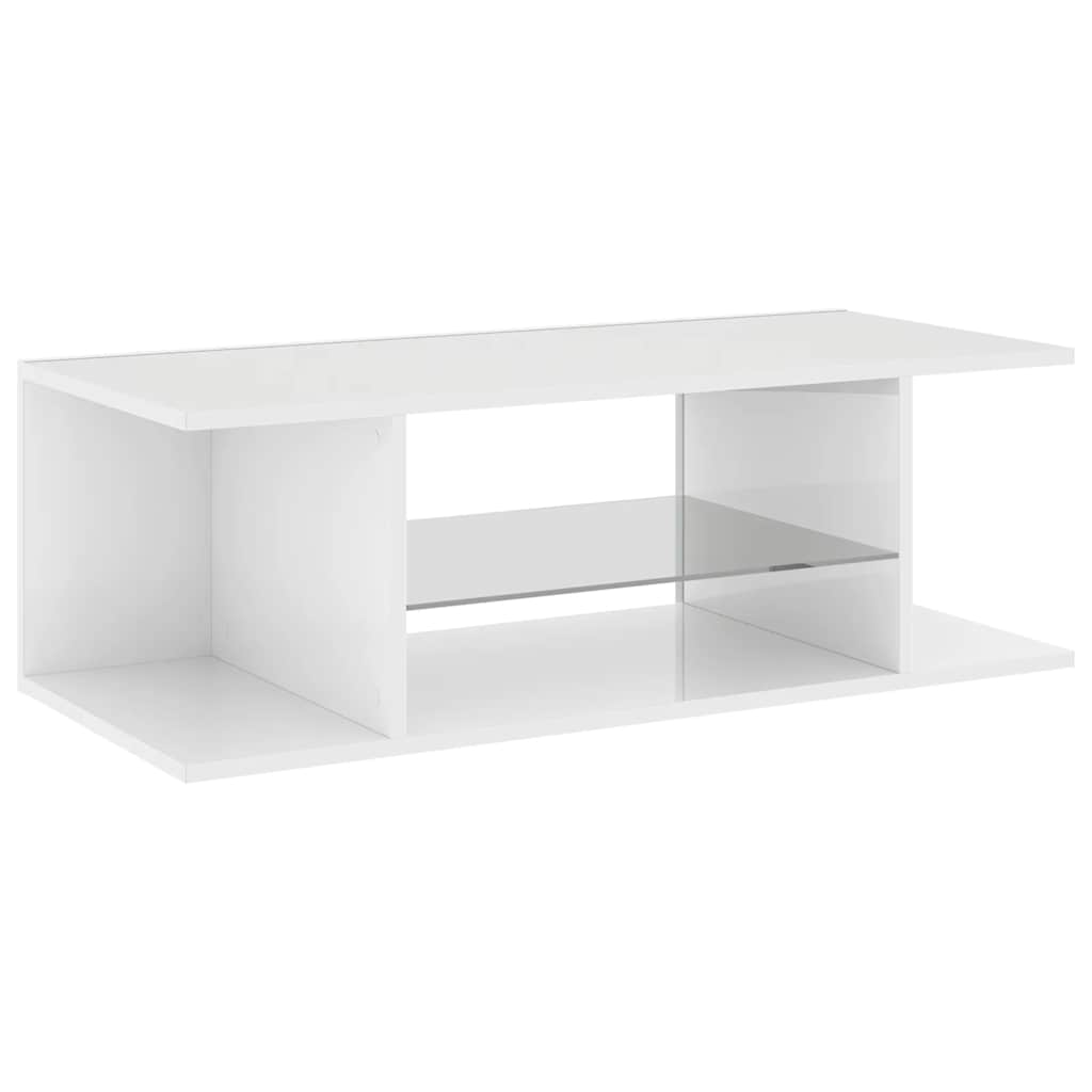 tv-skab med LED-lys 90x39x30 cm hvid højglans