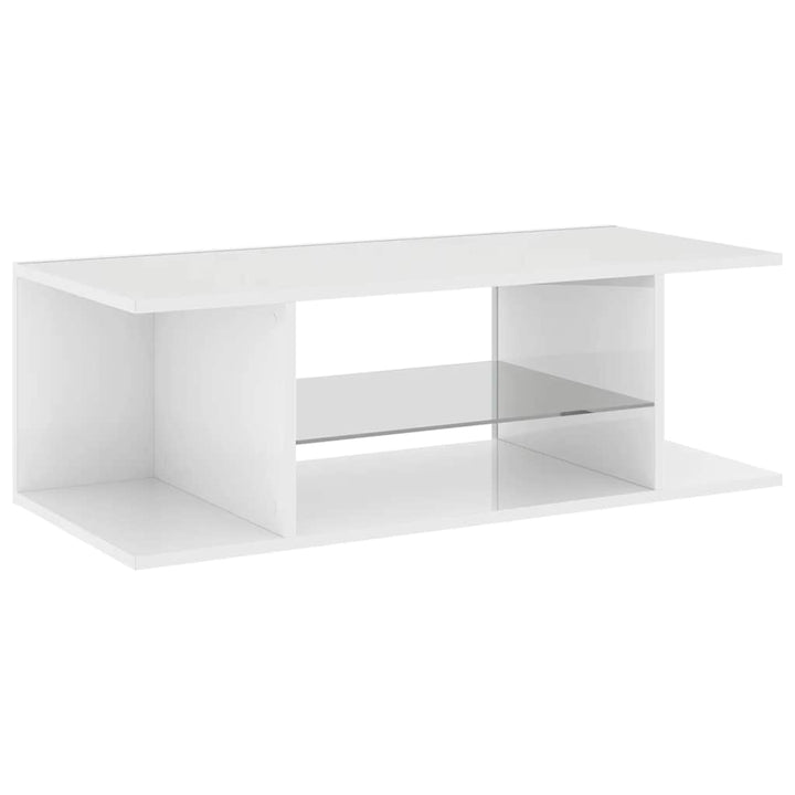 tv-skab med LED-lys 90x39x30 cm hvid højglans