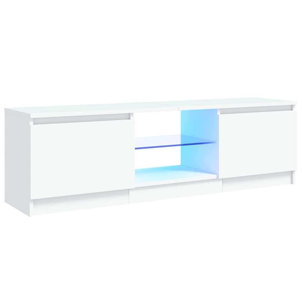 tv-skab med LED-lys 120x30x36 cm hvid