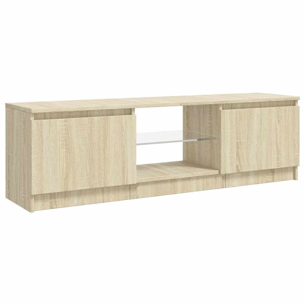 tv-bord med LED-lys 120x30x36 cm sonoma-eg