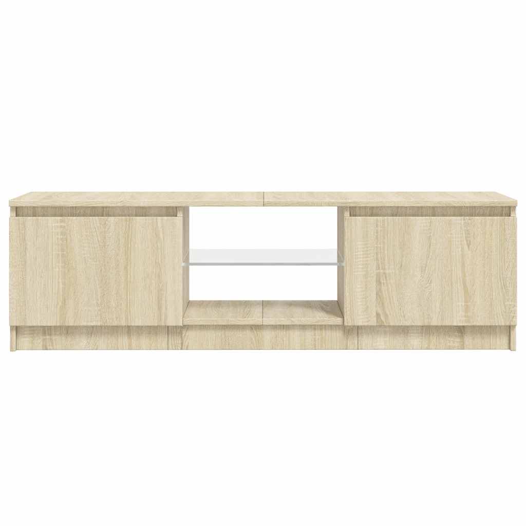 tv-bord med LED-lys 120x30x36 cm sonoma-eg