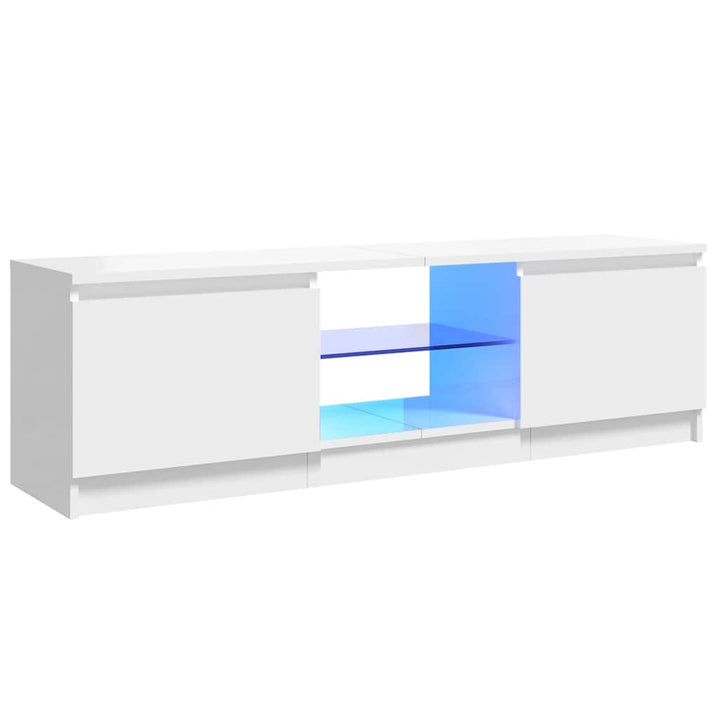 tv-skab med LED-lys 120x30x36 cm hvid højglans