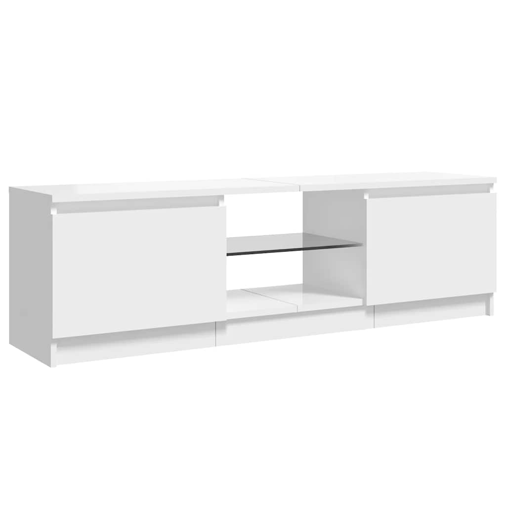 tv-skab med LED-lys 120x30x36 cm hvid højglans
