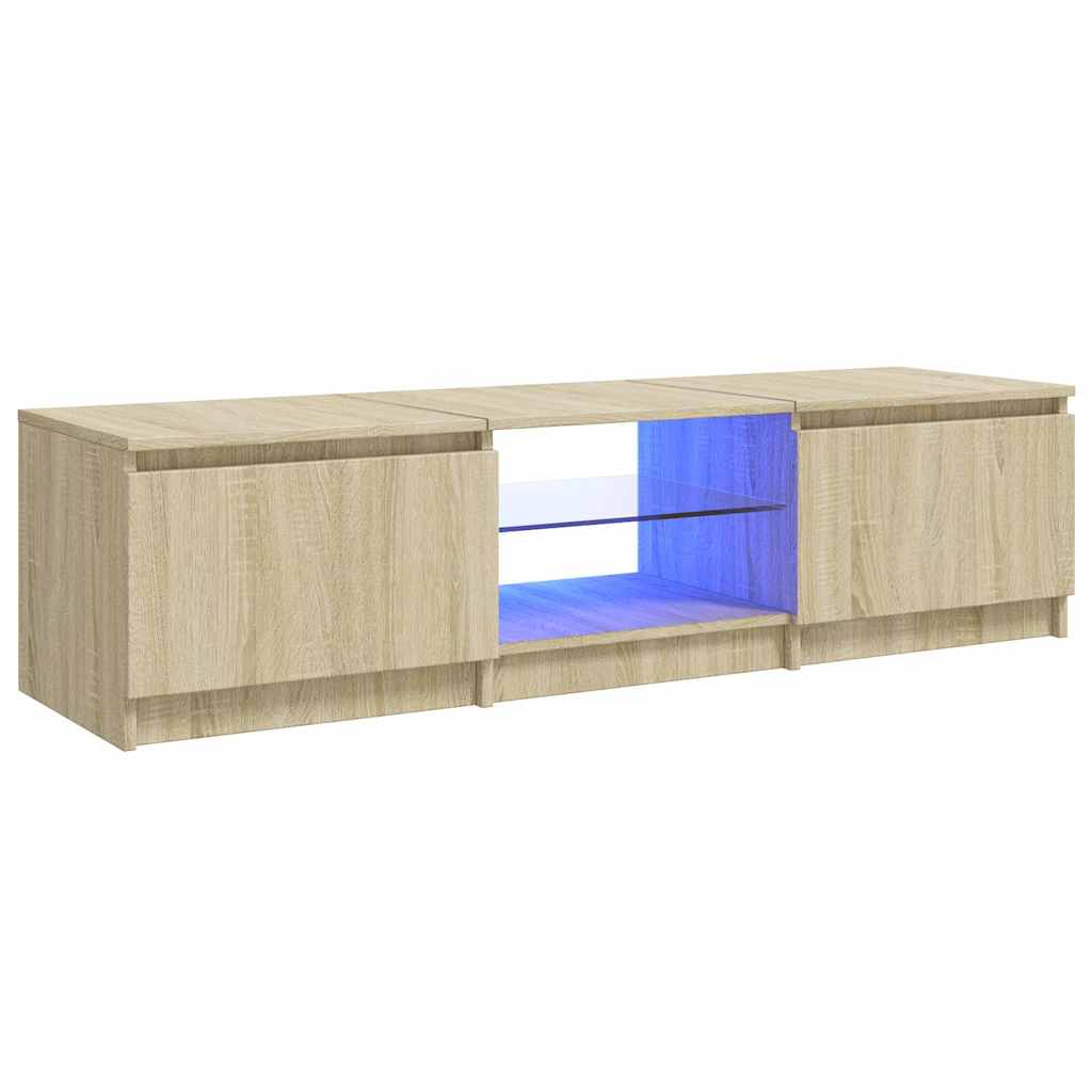 tv-bord med LED-lys 140x40x36 cm sonoma-eg