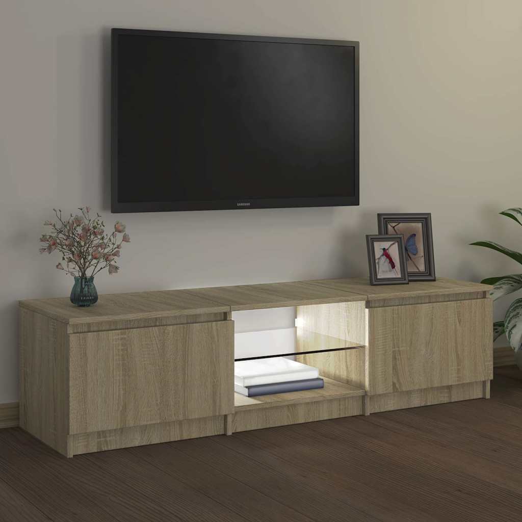 tv-bord med LED-lys 140x40x36 cm sonoma-eg