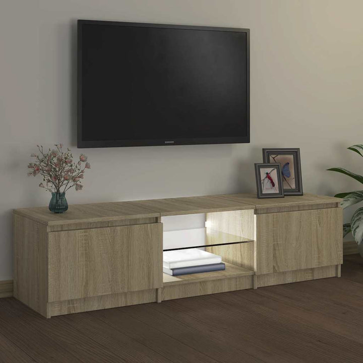 tv-bord med LED-lys 140x40x36 cm sonoma-eg