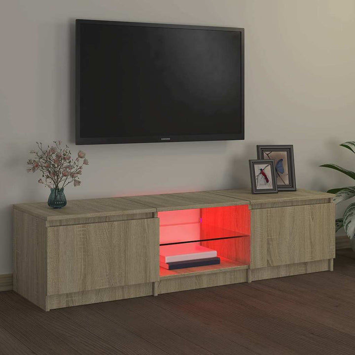 tv-bord med LED-lys 140x40x36 cm sonoma-eg