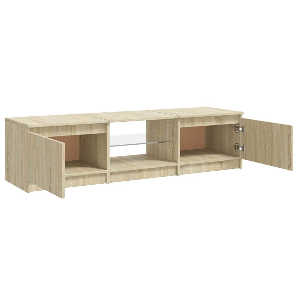 tv-bord med LED-lys 140x40x36 cm sonoma-eg