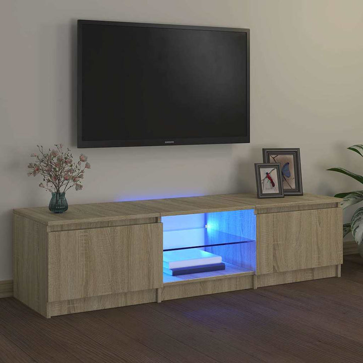 tv-bord med LED-lys 140x40x36 cm sonoma-eg