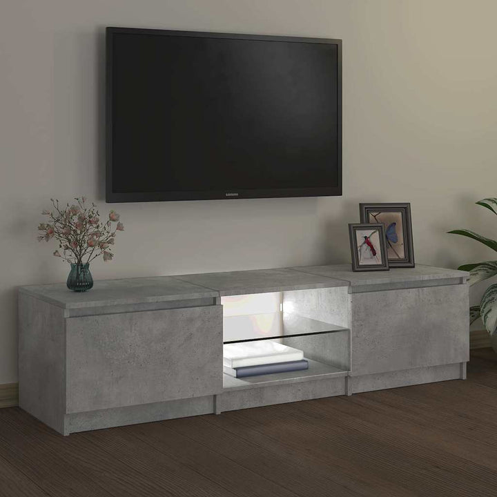 tv-bord med LED-lys 140x40x36 cm betongrå
