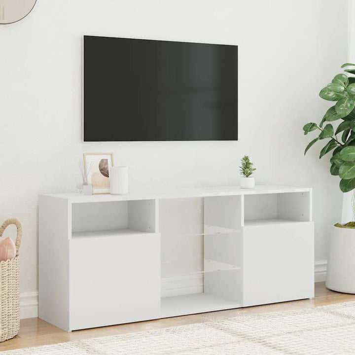 tv-skab med LED-lys 120x30x50 cm hvid