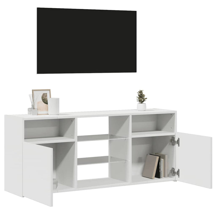 tv-skab med LED-lys 120x30x50 cm hvid