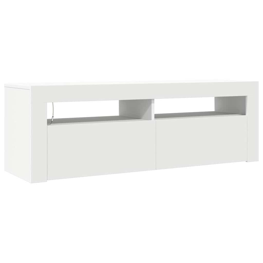 tv-skab med LED-lys 120x35x40 cm hvid