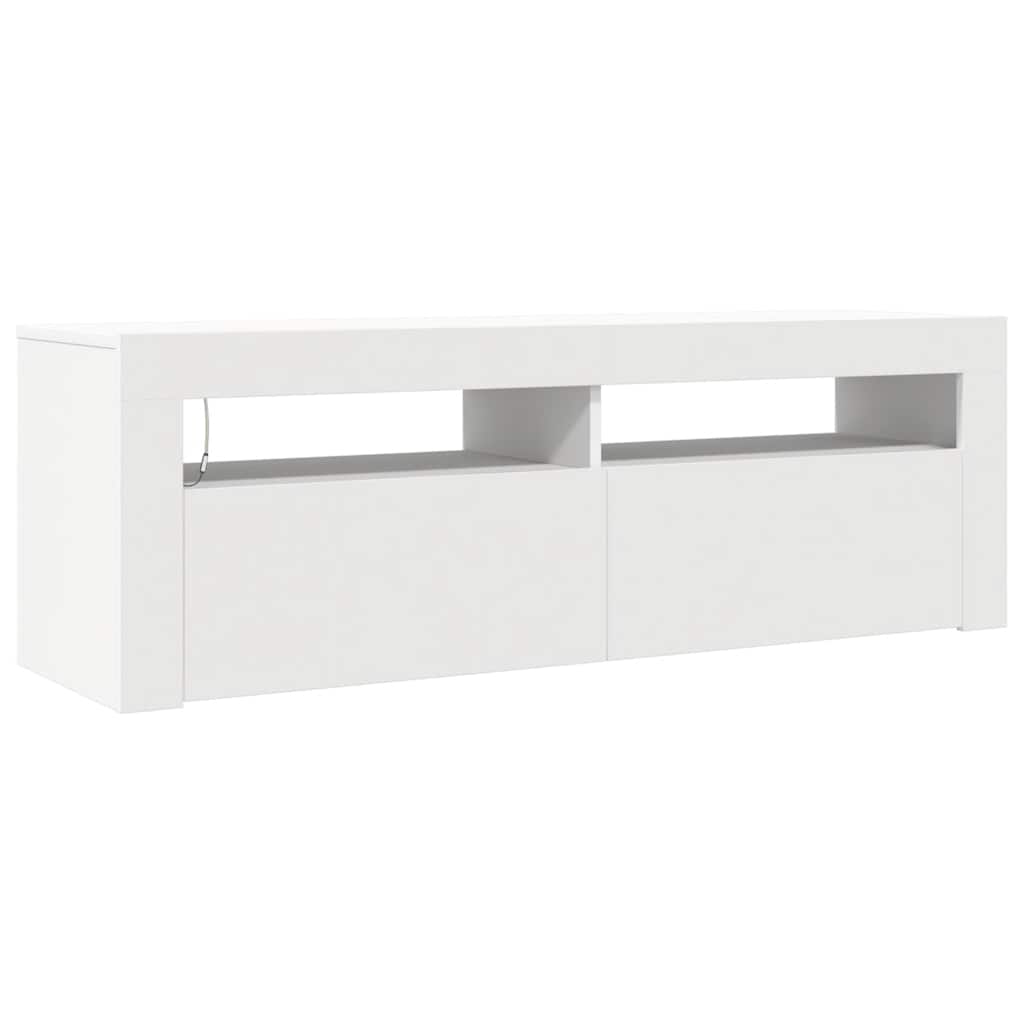 tv-skab med LED-lys 120x35x40 cm hvid