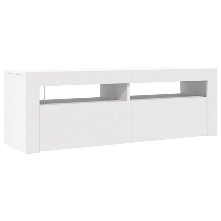 tv-skab med LED-lys 120x35x40 cm hvid
