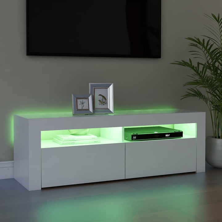 tv-skab med LED-lys 120x35x40 cm hvid