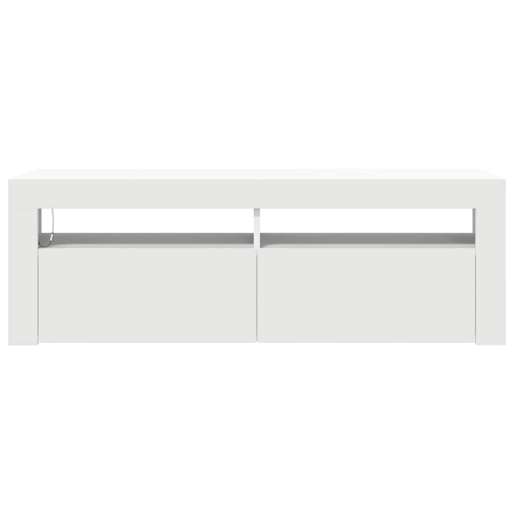 tv-skab med LED-lys 120x35x40 cm hvid