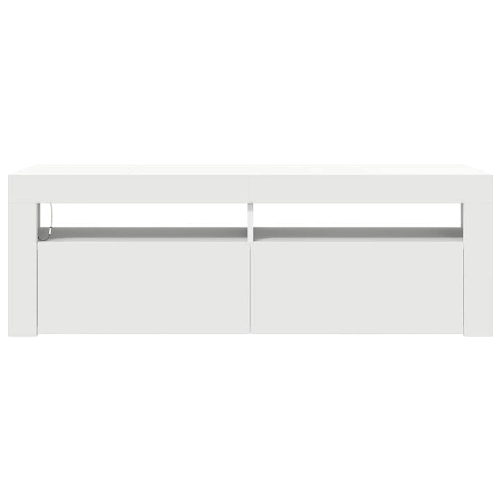 tv-skab med LED-lys 120x35x40 cm hvid
