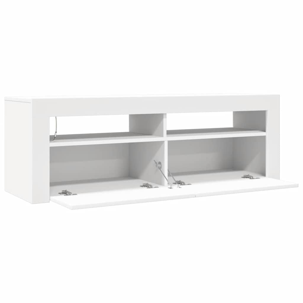 tv-skab med LED-lys 120x35x40 cm hvid