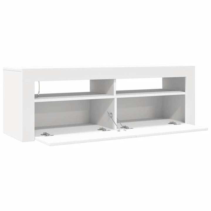 tv-skab med LED-lys 120x35x40 cm hvid