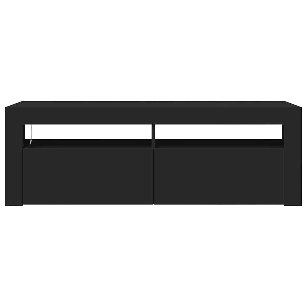 tv-bord med LED-lys 120x35x40 cm sort
