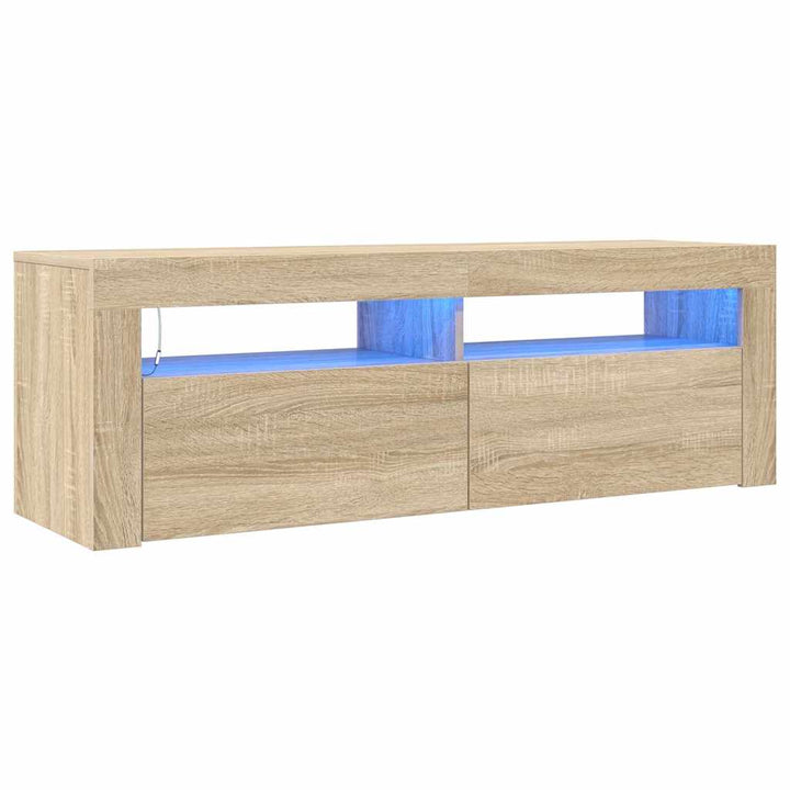 tv-bord med LED-lys 120x35x40 cm sonoma-eg