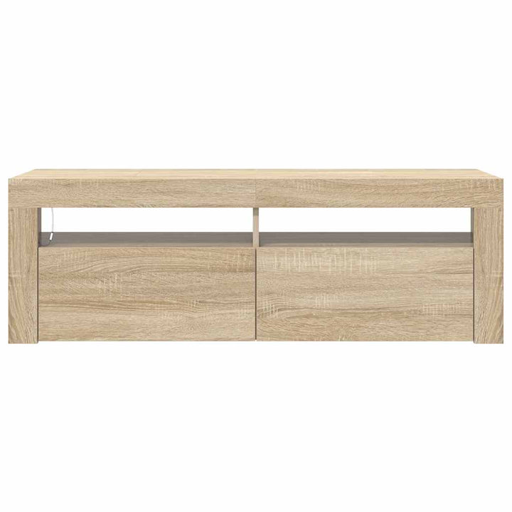 tv-bord med LED-lys 120x35x40 cm sonoma-eg