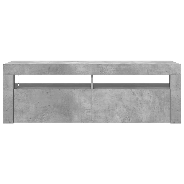 tv-bord med LED-lys 120x35x40 cm betongrå