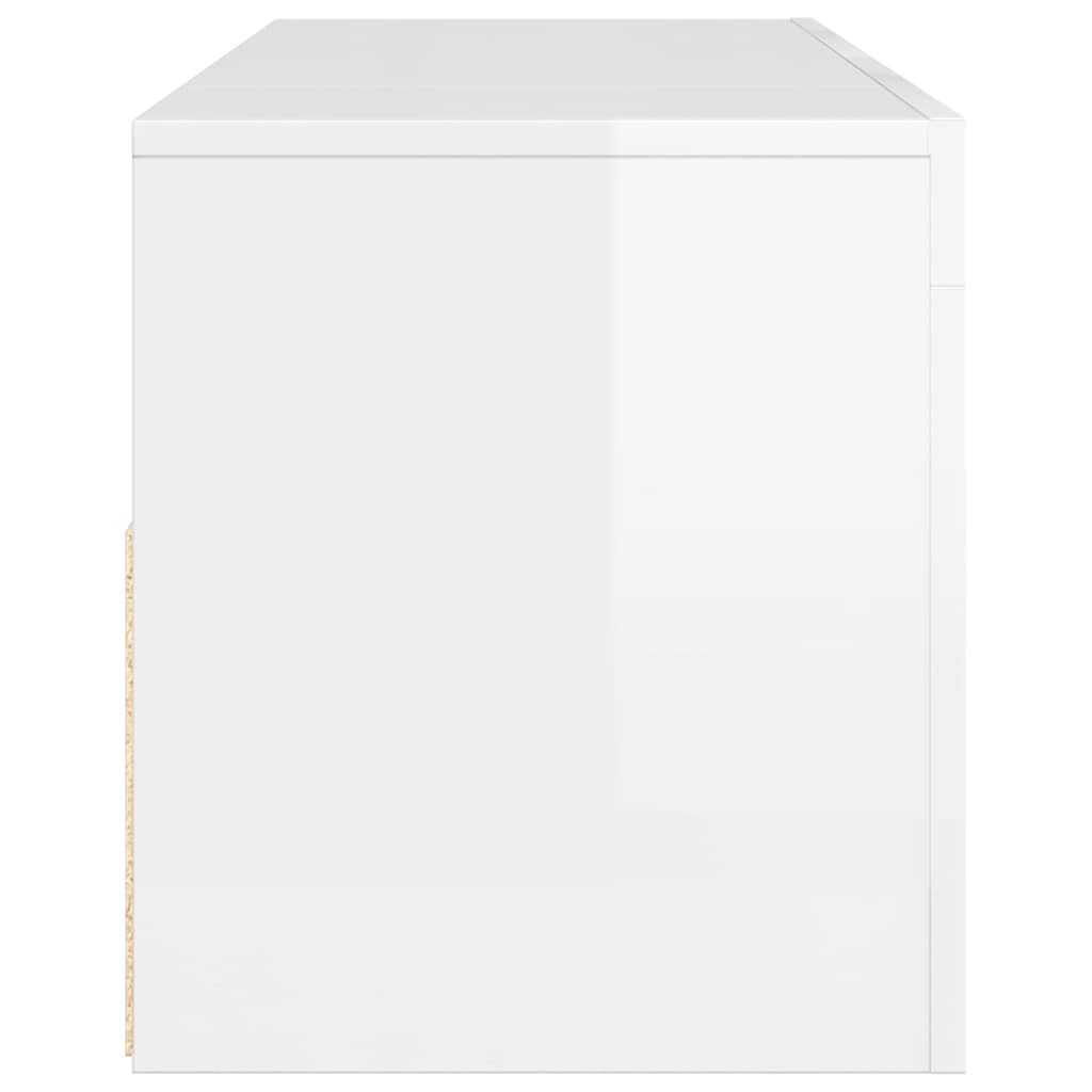 tv-skab med LED-lys 120x35x40 cm hvid højglans
