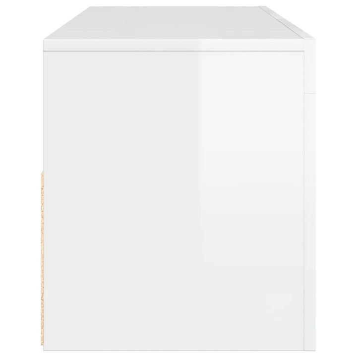 tv-skab med LED-lys 120x35x40 cm hvid højglans