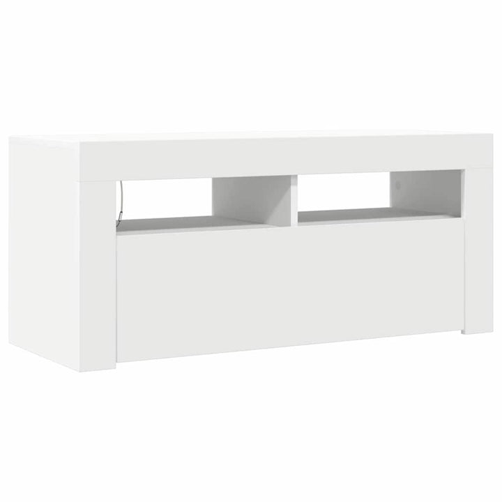 tv-skab med LED-lys 90x35x40 cm hvid