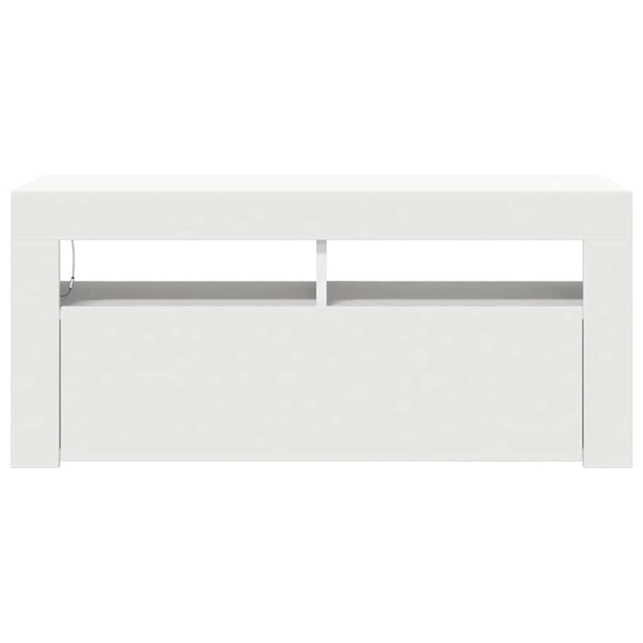 tv-skab med LED-lys 90x35x40 cm hvid