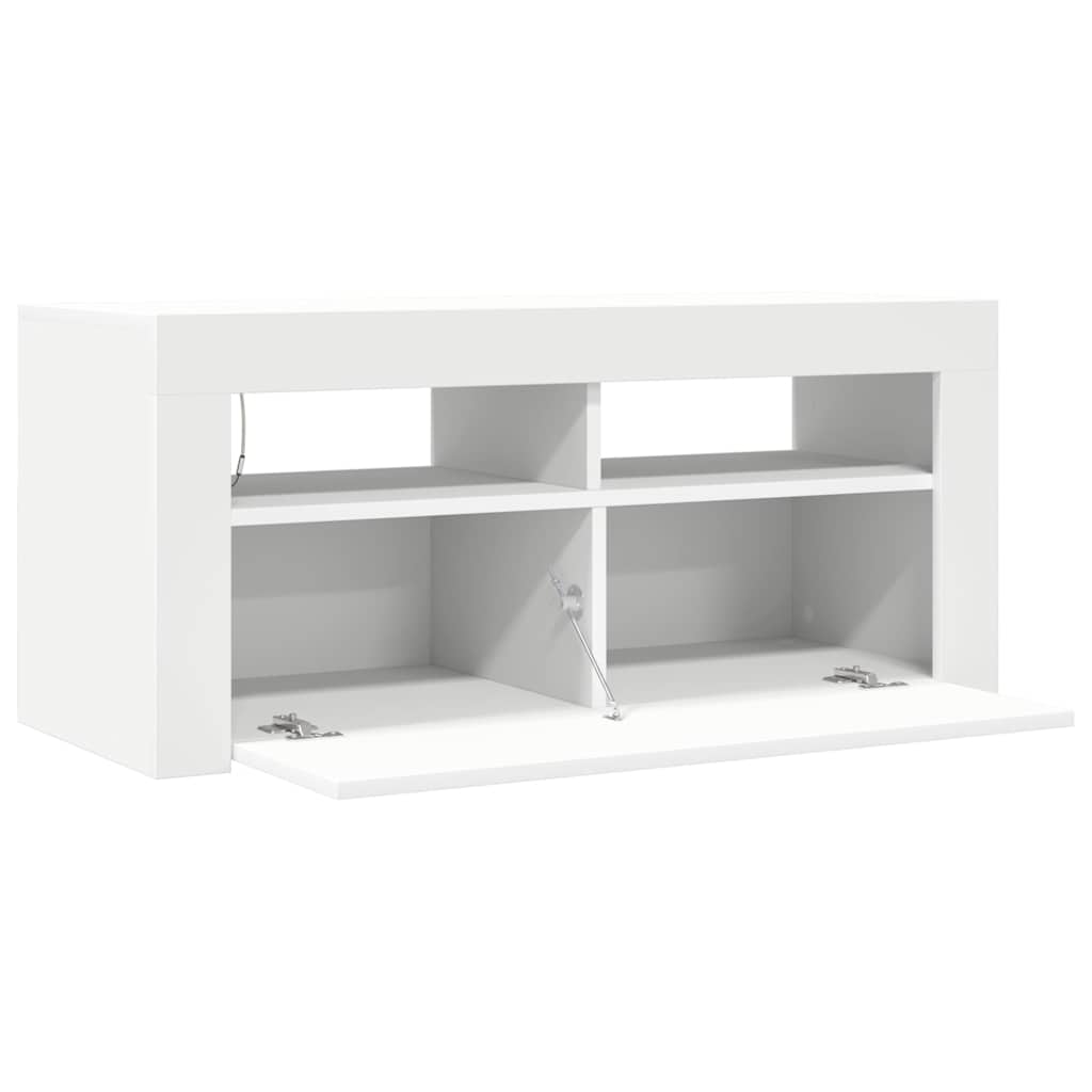 tv-skab med LED-lys 90x35x40 cm hvid