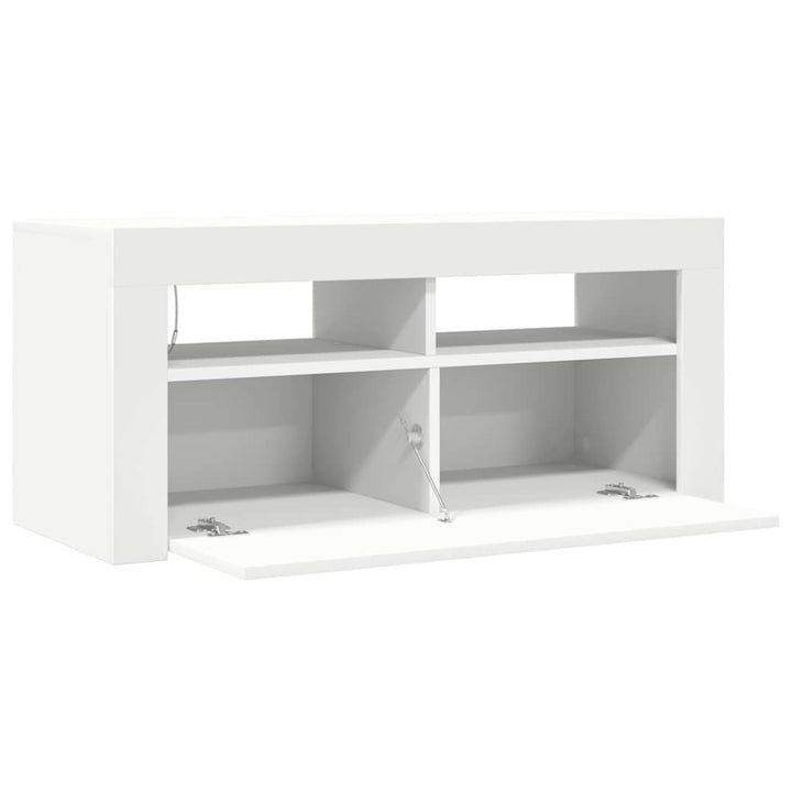 tv-skab med LED-lys 90x35x40 cm hvid