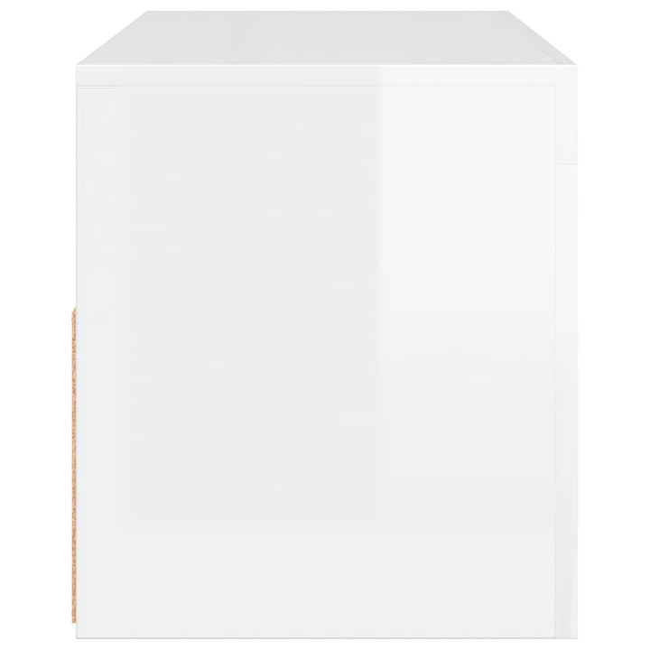 tv-skab med LED-lys 90x35x40 cm hvid højglans