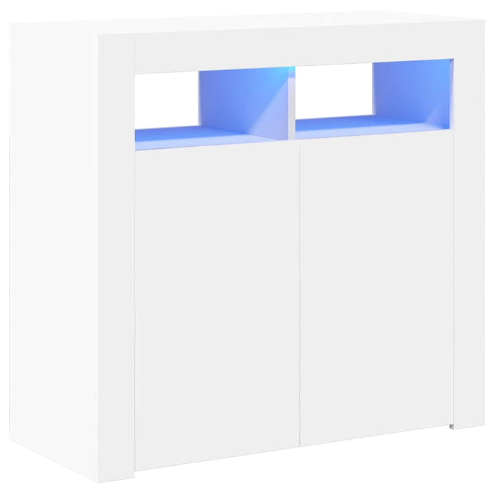 skænk med LED-lys 80x35x75 cm hvid