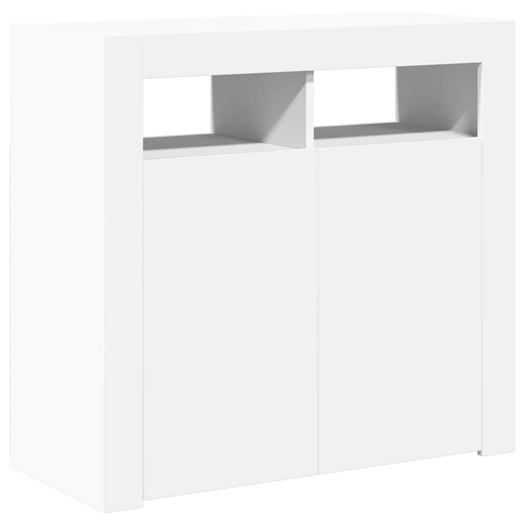 skænk med LED-lys 80x35x75 cm hvid