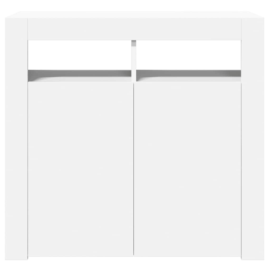 skænk med LED-lys 80x35x75 cm hvid