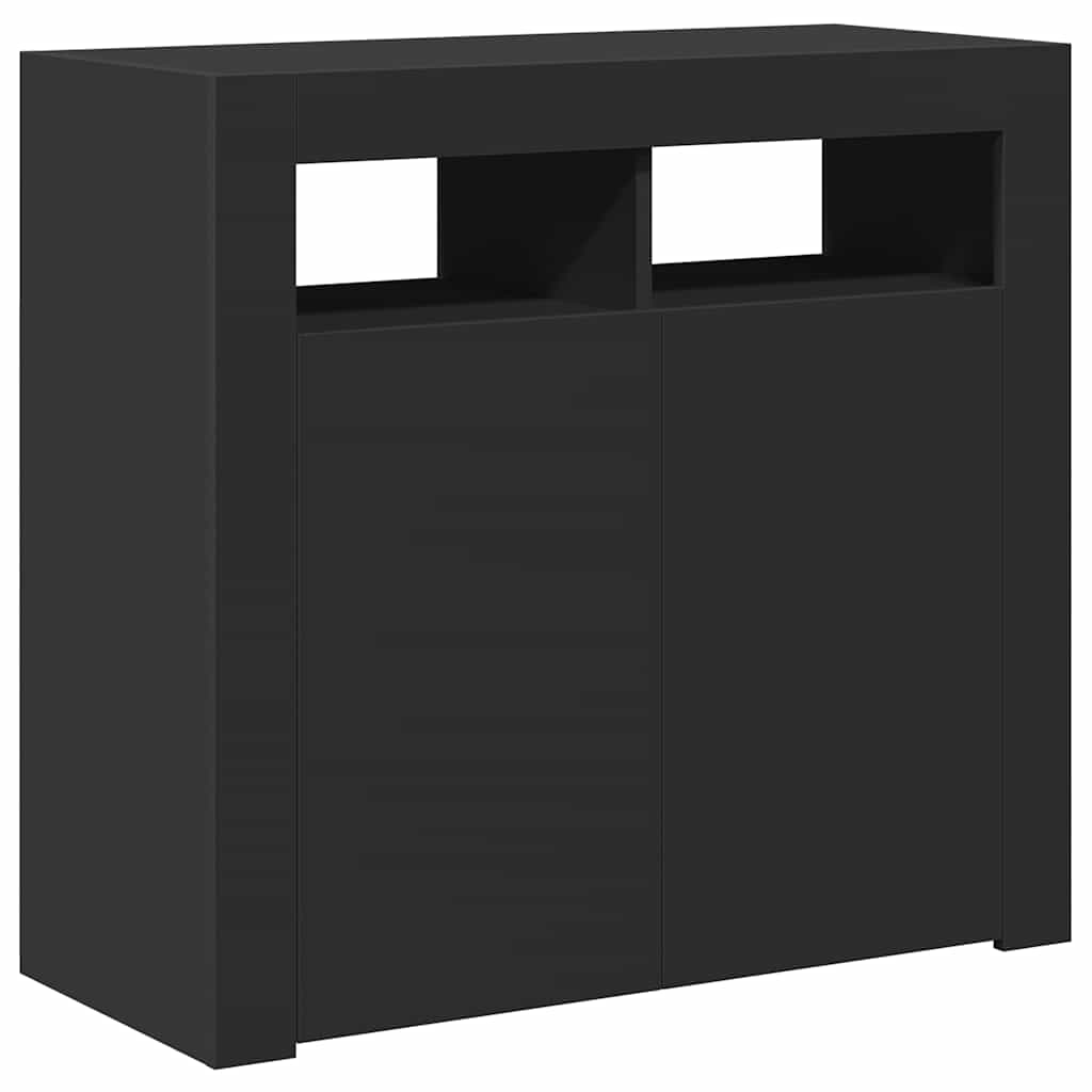 skænk med LED-lys 80x35x75 cm sort
