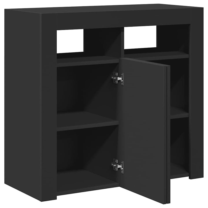 skænk med LED-lys 80x35x75 cm sort