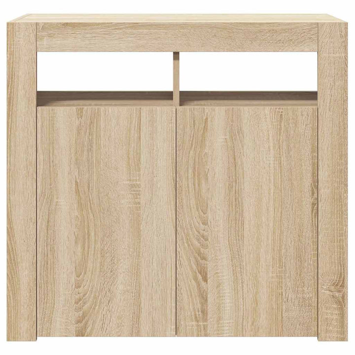 skænk med LED-lys 80x35x75 cm sonoma-eg