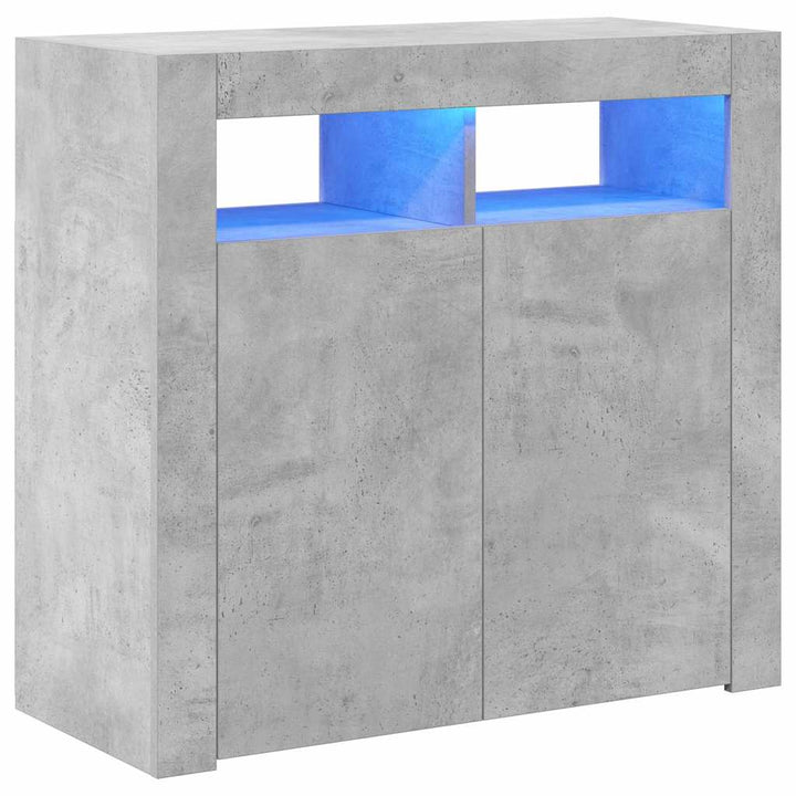 skænk med LED-lys 80x35x75 cm betongrå